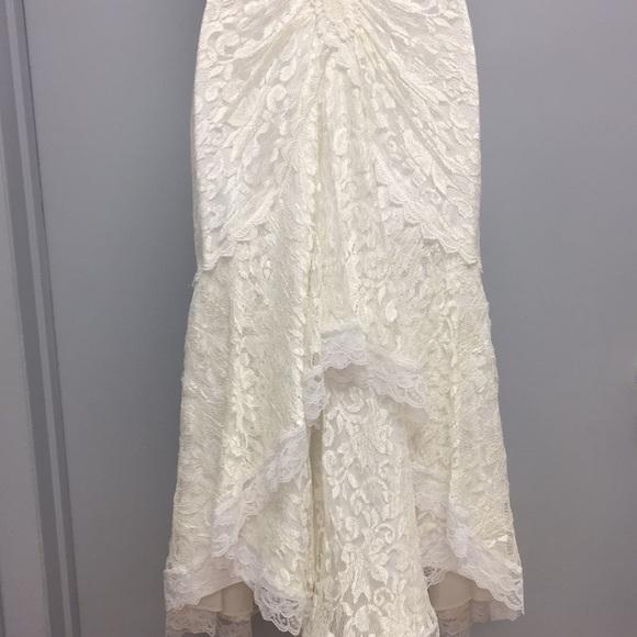 New Leaf by Samir fitted mermaid bead ivory lace deep v 8 10/12 - Picture 5 of 7